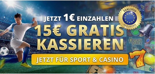 1Euro einzahlen 15 Euro geschenkt!