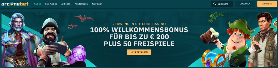 Arcanebet 200 Euro Bonus + 50 free Spins