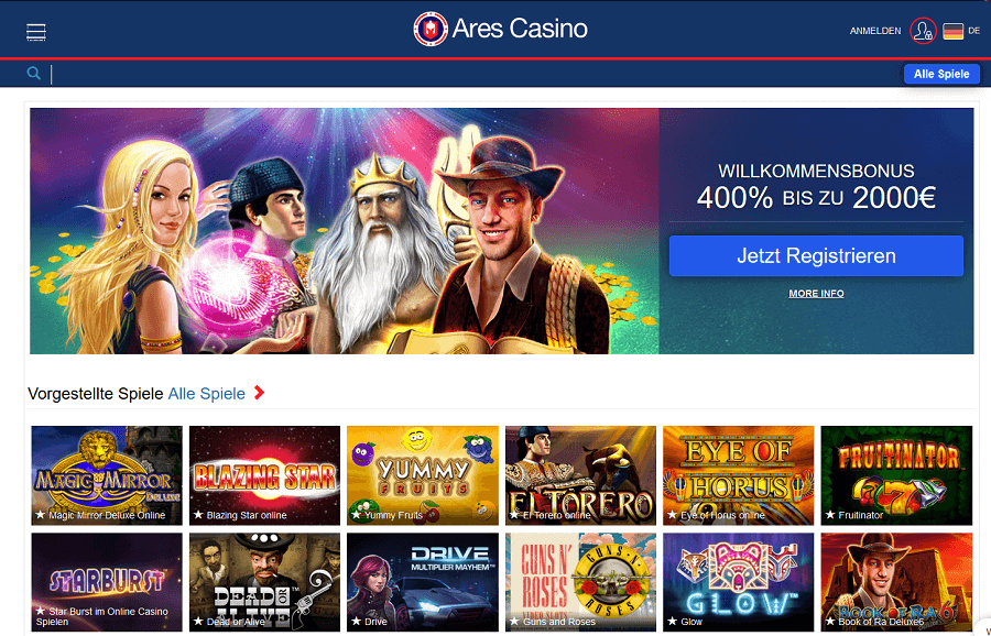 ares casino new design