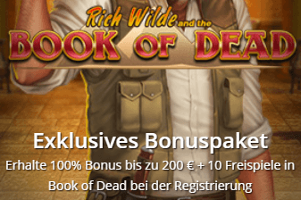 10 Freispiele Book of Dead ohne Einzahlung