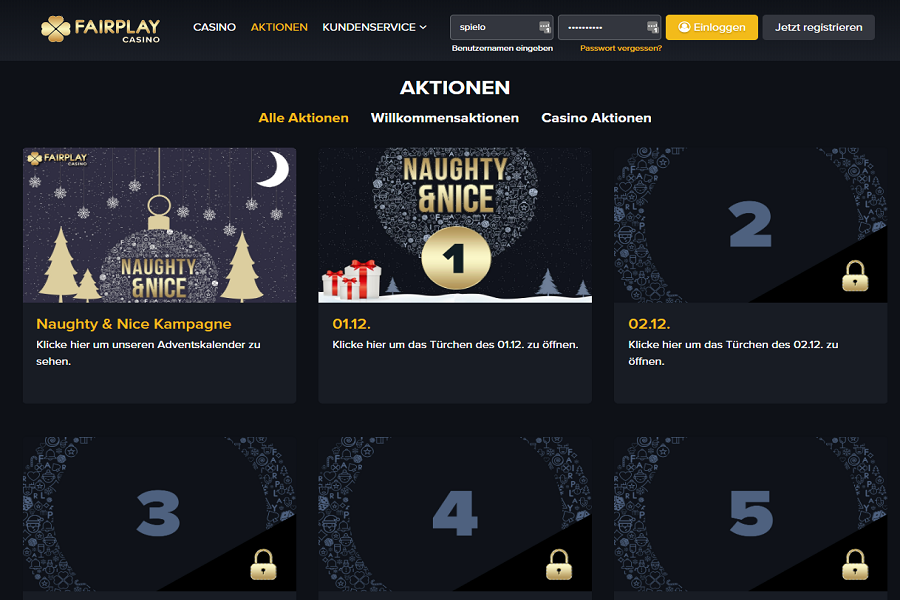 Fairplay Casino Weihnachtskalender