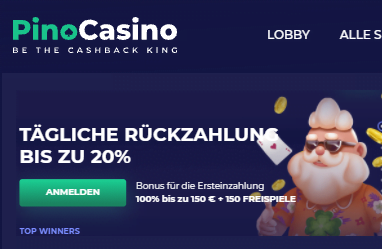 Pino Casino 20 percent cashback always