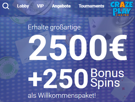 CrazePlay Welcome Bonus