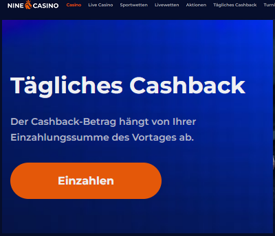 Nine casino cashback