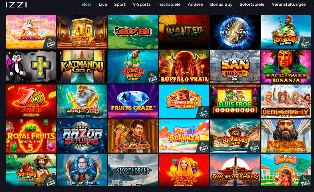 Izzi Casino slot games