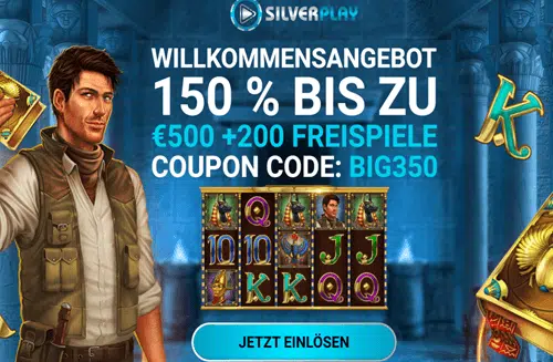 150% Bonus plus 200 Freispiele exklusiv im Silverplay Casino