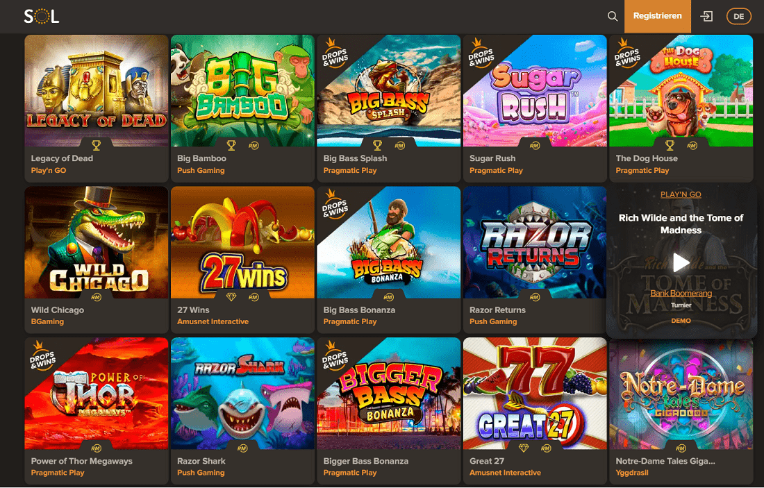 Sol casino slot games