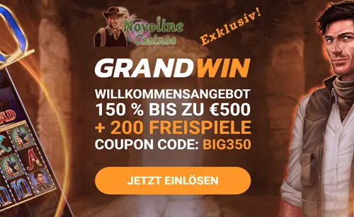 Grandwin Casino Bonus: Exklusive 150 Prozent plus 200 Freispiele